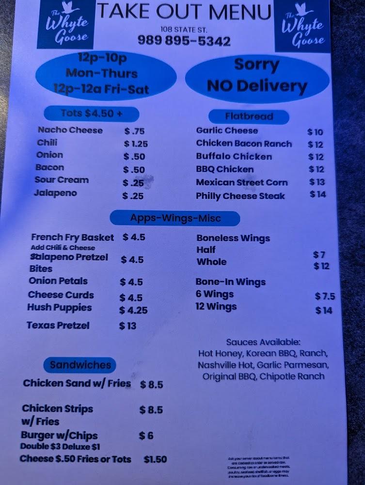 The Whyte Goose Menu image 1